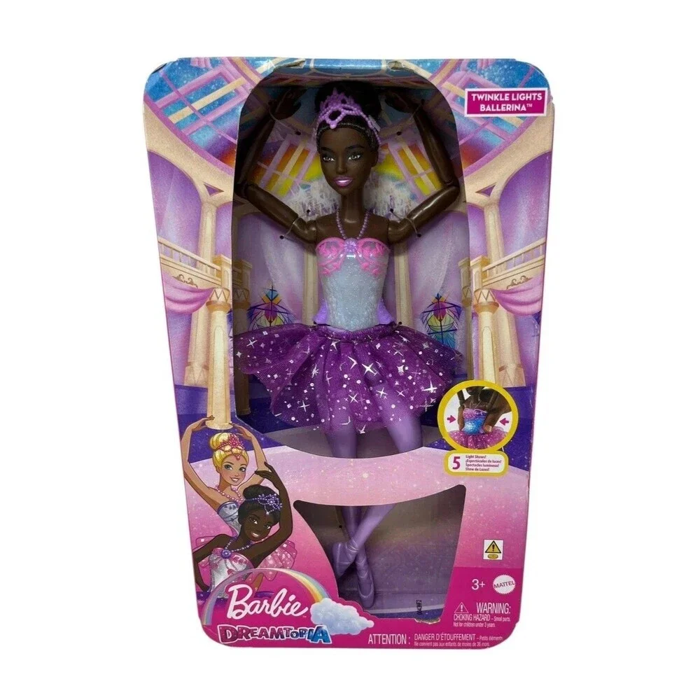 Barbie Dreamtopia Twinkle Lights Ballerina Doll African American Light Up NEW
